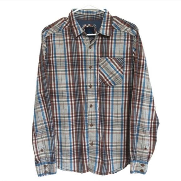 Prana Button Up Plaid Shirt Mens Medium - Picture 2 of 13